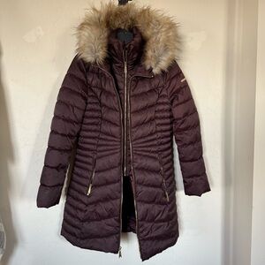 Satin Winter Coat in Plum Color